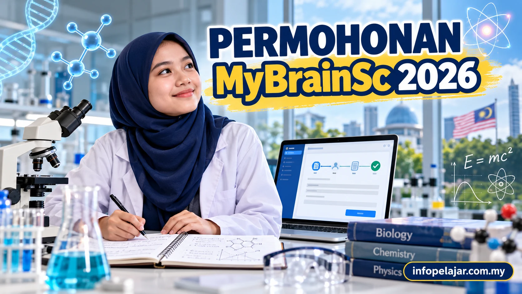 Pelajar sains membuat permohonan MyBrainSc 2026 melalui KPT